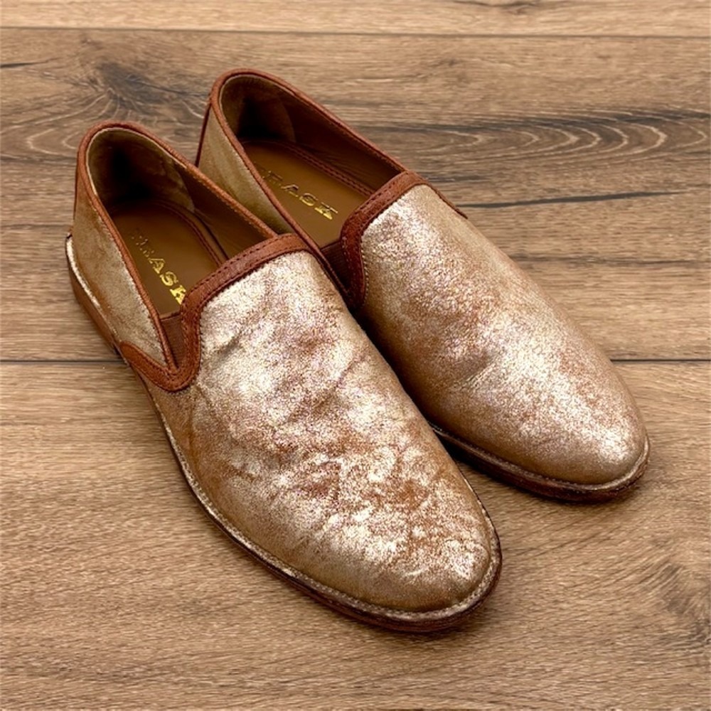 Trask Ali Women's Size 6.5 Loafers Gold Metallic Leather Slip On Comfort Shoes